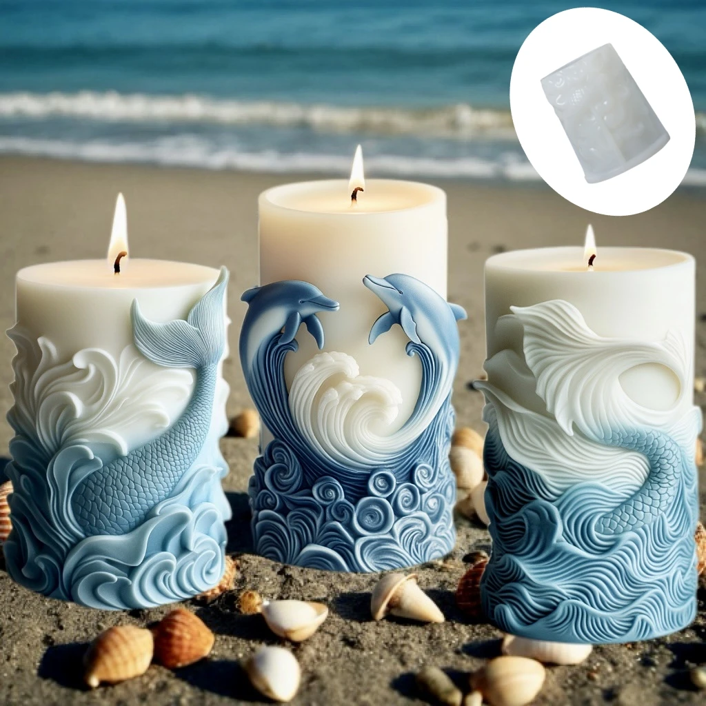 قالب شمع أسطواني سيليكون ، ديي - مراجعة Resin Ocean Wave Mold وسعره